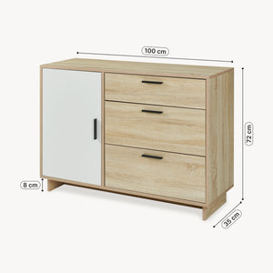 Dressoir Kenta 100x35x72 cm sonoma eiken en wit [en.casa]