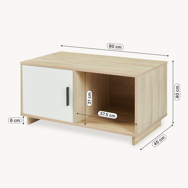 Salontafel Kenta 80x45x40 cm Sonoma-eikenlook/wit [en.casa]