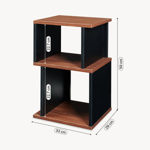 Bijzettafel 'Trond' met 2 open vakken 50 x 33 x 29 cm Zwart/walnootlook
