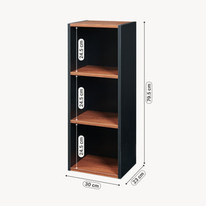 Boekenkast 'Trond' met 3 open vakken 80 x 30 x 23 cm Zwart/walnootlook