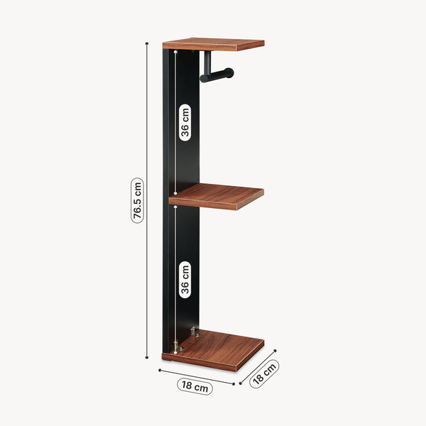 Toiletpapierhouder Trond 76x18x18 cm Zwart/Walnootlook [en.casa]