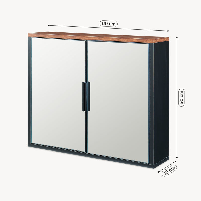 Maatschets Badkamerspiegelkast Trond 60x15x50 cm zwart en walnootkleurig [en.casa]