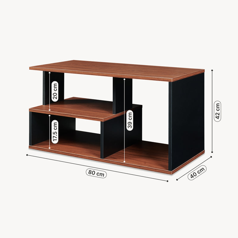 Croquis coté Table basse Trond 80 x 40 x 42 cm noir / effet noyer [en.casa]