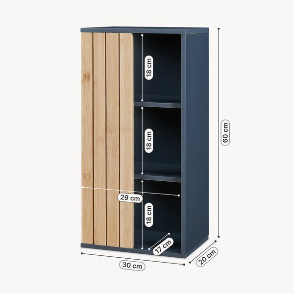 Armoire murale de salle de bain Svanes bambou 60 x 30 x 20 cm gris foncé naturel [en.casa]