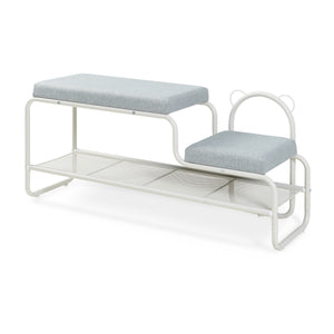 Banc à chaussures Jässaatka avec tabouret enfant 100 x 32 x 46 cm gris  [en.casa]