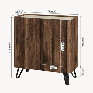 Commode Trorlon 83x80x40 cm aspect noyer/travertin [en.casa]