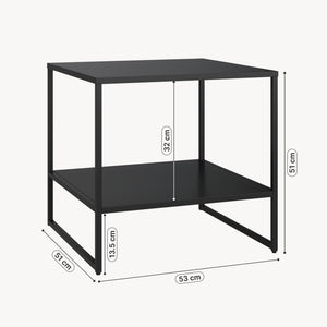 Bijzettafel Salsnes 53x51x51 cm met plank Staal Zwart [en.casa]