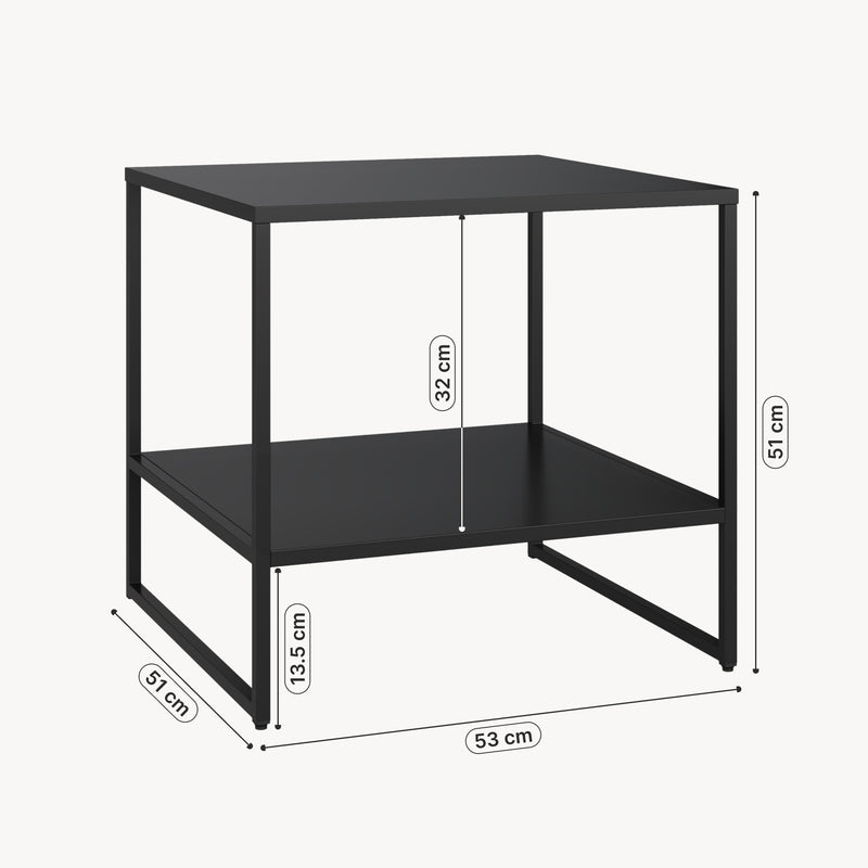 Maatschets Bijzettafel Salsnes 53x51x51 cm met plank Staal Zwart [en.casa]