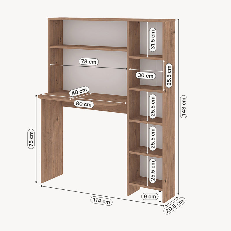 Maatschets Bureau Onega met opbergrek 143x114x40 cm houtkleurig [en.casa]