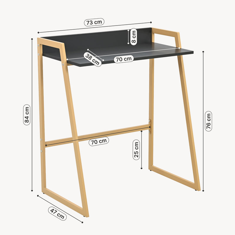 Croquis coté Bureau Kuomi 84 x 73 x 47 cm beige gris foncé [en.casa]
