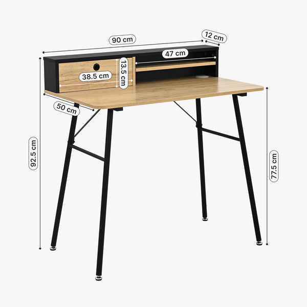 Bureau Var 93x90x50 cm Zwart/Eikenlook [en.casa]