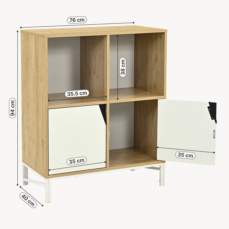 Croquis coté Buffet Kerrköndam 94 x 76 x 40 cm effet chêne blanc [en.casa]