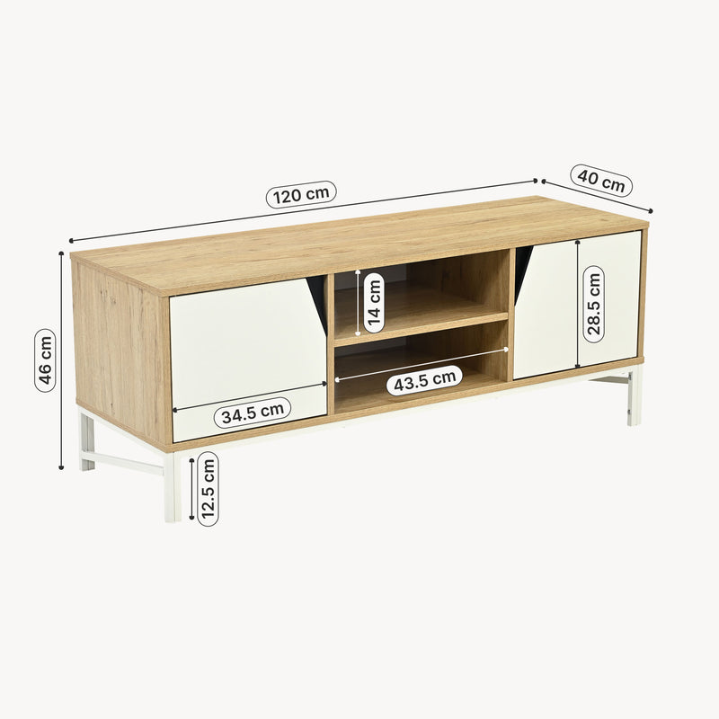 Maatschets Tv-kast Kerrköndam 120x40x46 cm Eikenlook/Wit [en.casa]