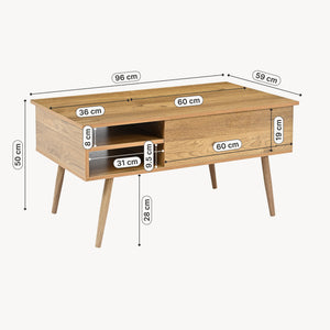 Salontafel Vasdabod met liftplaat 96x59x50 cm eikenlook [en.casa]