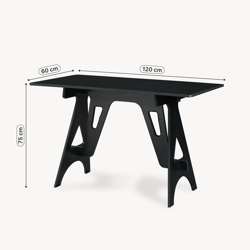 Croquis coté Bureau Bostenenna 120 x 60 x 75 cm noir effet bois veiné [en.casa]