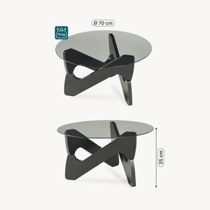 Table basse Reypio Ø70 x 35 cm noir / gris [en.casa]