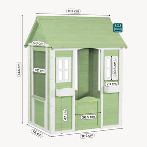 Maison de jeu pour enfants Kuoldsvin Bois de sapin 144x102x90 cm Vert/Blanc [en.casa]