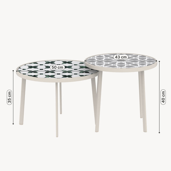 Outdoor statafel Faeto 2-delig glasplaat Champagne [casa.pro]