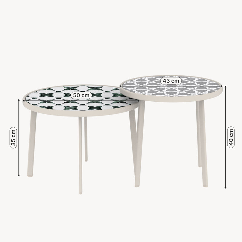 Maatschets Outdoor statafel Faeto 2-delig glasplaat Champagne [casa.pro]