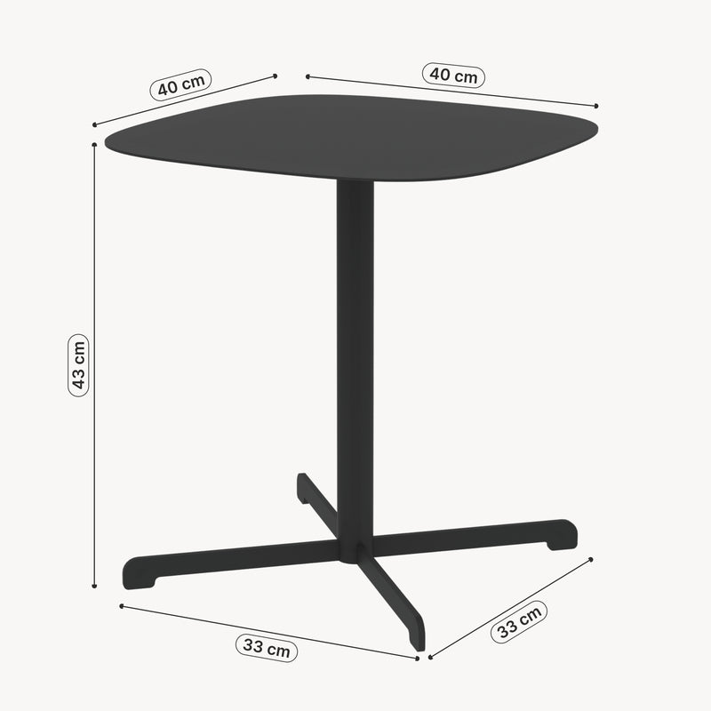 Croquis coté Table d'appoint de jardin Foggia acier 43 x 40 x 40 cm gris anthracite casa.pro