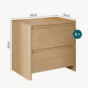 Lot de 2 tables de chevet Takranmaa 54 x 60 x 40 cm effet chêne [en.casa]