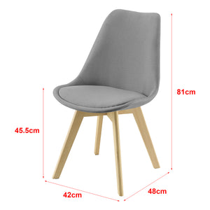 Eetkamerstoel Frederikstad 81x42x48 cm set van 2 stof en beuken - 4 varianten