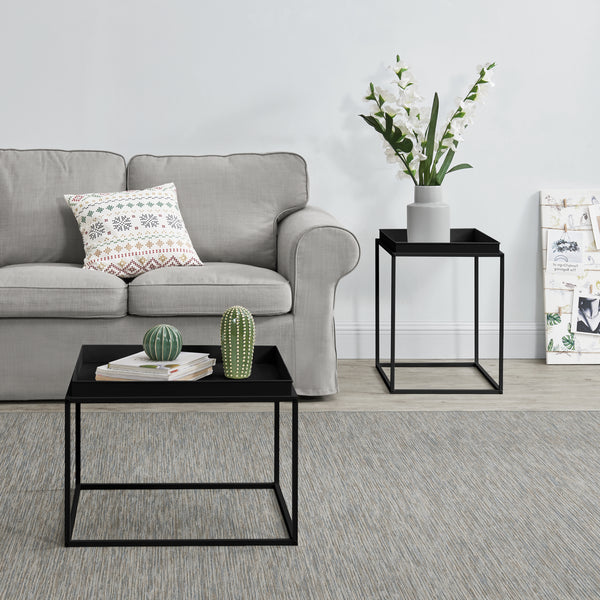 Set de 2 Tables Basses Tailles Différents avec Plateau Amovible [en.casa]