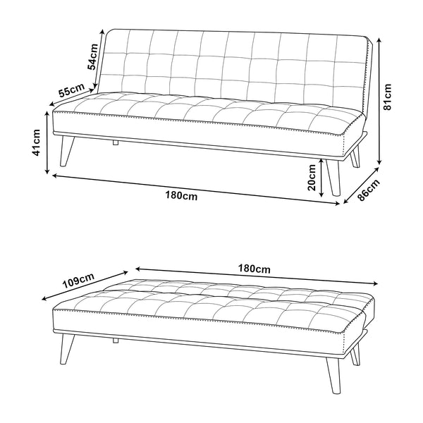 Slaapbank Pukkila 180x86x81 cm Textiel [en.casa]