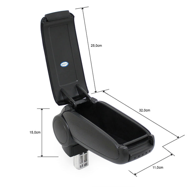 [pro.tec] Accoudoir central pour Peugeot 206 / 206 CC - avec compartiment - rembourré - textile - noir 