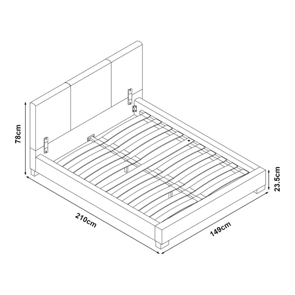 Lit double capitonné (140 x 200cm) cuir synthétique avec sommier à lattes noir Corium