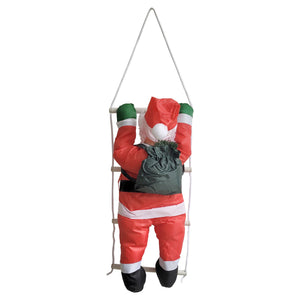 Klimmende Kerstman 60 cm op ladder 85x25 cm