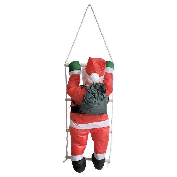 Klimmende Kerstman 60 cm op ladder 85x25 cm
