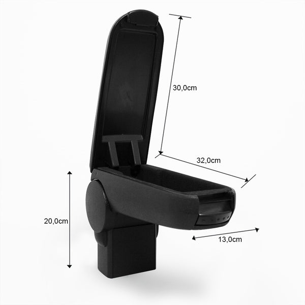 [pro.tec] Accoudoir central pour Golf IV / Bora / New Beetle - avec compartiment - rembourré - cuir-synthétique - noir avec des coutures noirs