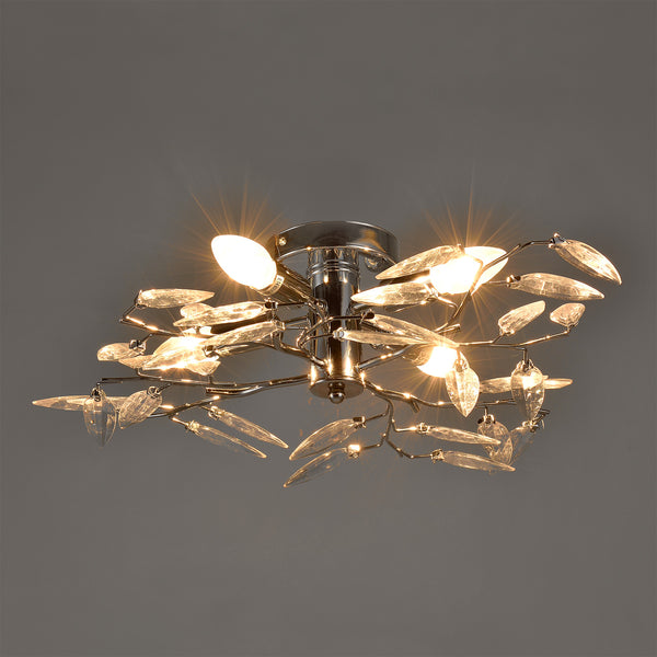 Plafondlamp Kira met kristallen 15xØ47,5 cm chroom 4xE14