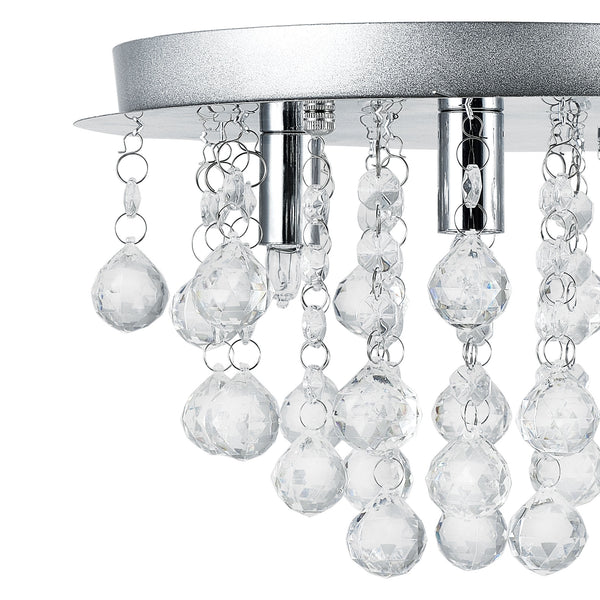 Plafondlamp Trio met kristallen 20xØ28 cm chroom 3xG9