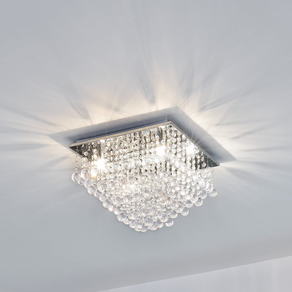 Plafondlamp Veli Prisma 28x38x38 met kristallen chroom 4xG9