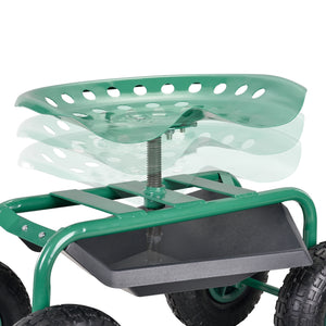 Siège de Jardin Roulant pour Travail Capacité jusqu'à 135 kg Vert 81 x 45 x 54 cm [pro.tec]
