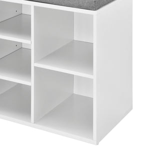 Schoenenkast 103x30x48 cm met zitkussen donkergrijs en wit