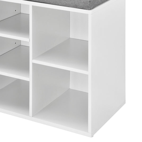 Schoenenkast 103x30x48 cm met zitkussen donkergrijs en wit