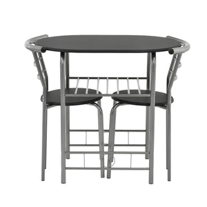 [en.casa] Set de salle à manger table avec 2 chaises set de bistro noir et argent 80 x 53 x 74,5 cm
