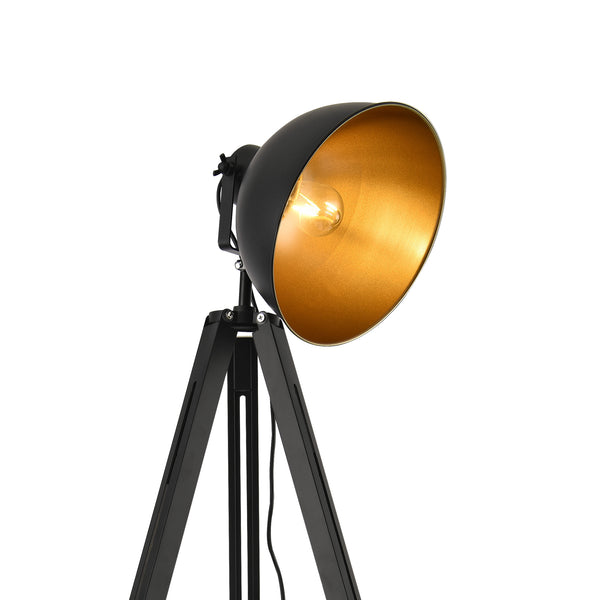 Staande lamp tripod Passau 135x60x60 cm zwart en goud E27