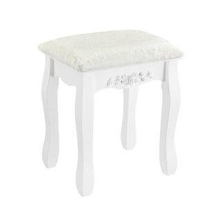 Kaptafel met krukje en spiegel Limerick 141x75x40 cm wit 