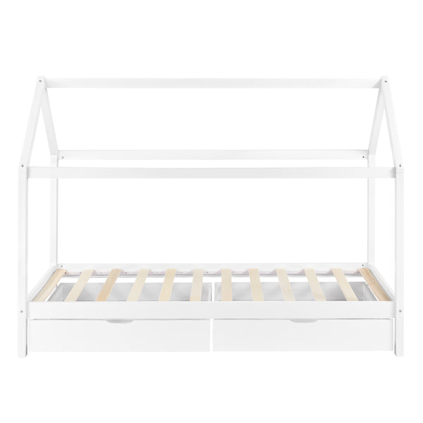 Kinderbed grenen met 2 lades huisbed 206x98x150 cm wit