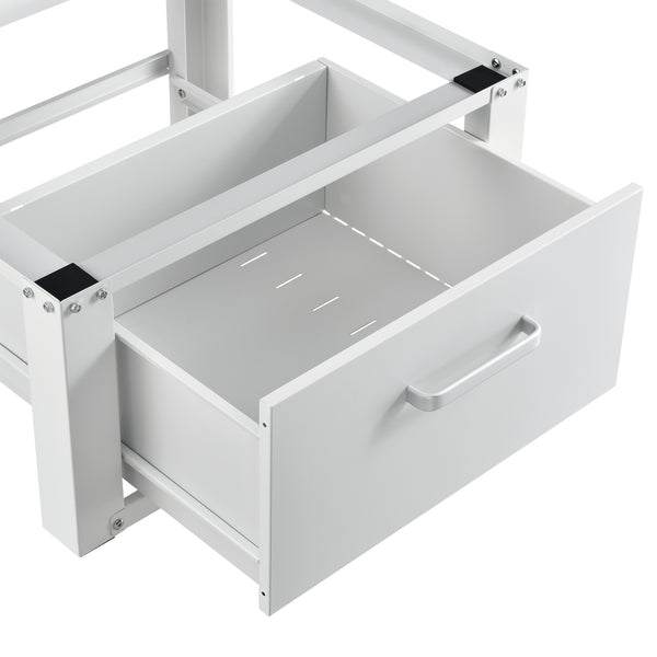 [en.casa] Kit de Superposition Intercalaire Lave-Linge Sèche-Linge Support de Lave-Linge Acier Aluminium Blanc 63 x 54 x 31 cm