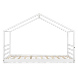 Kinderbed met bedbodem grenen huisbed 90x200 cm wit