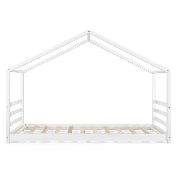Kinderbed met bedbodem grenen huisbed 90x200 cm wit