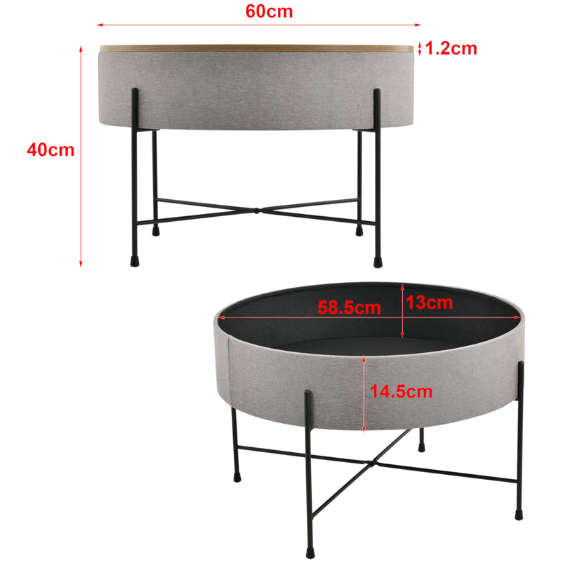 Maatschets [en.casa] Salontafel Tauranga 40x60 cm walnootkleurig grijs en zwart