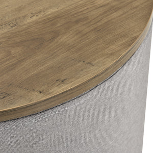 [en.casa] Table Basse Ronde avec Rangement Panneaux de Particules Textile Couleur Bois Gris 41 x 43 cm 