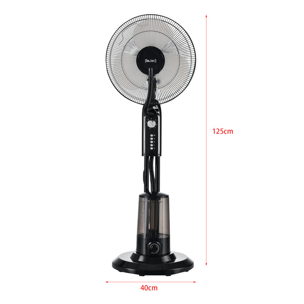 Ventilateur Humidificateur Silencieux sur Pied avec Minuteur Diamètre 40 cm Plastique 125 cm Noir [in.tec]
