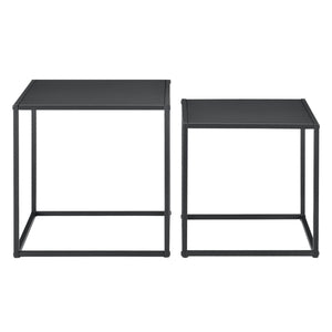 Lot de 2 Tables Basses Morsum Forme Carré Noir Mat [en.casa]